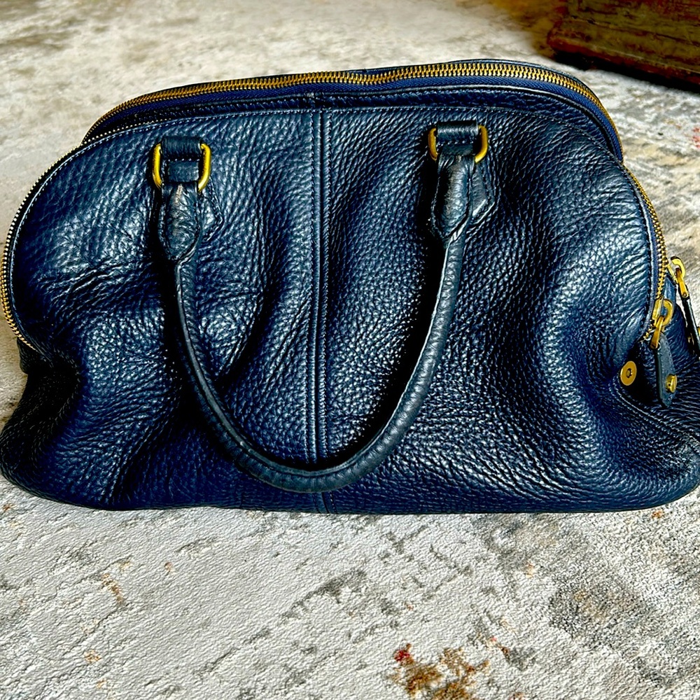 J.Crew blue pebbled leather satchel NWOT